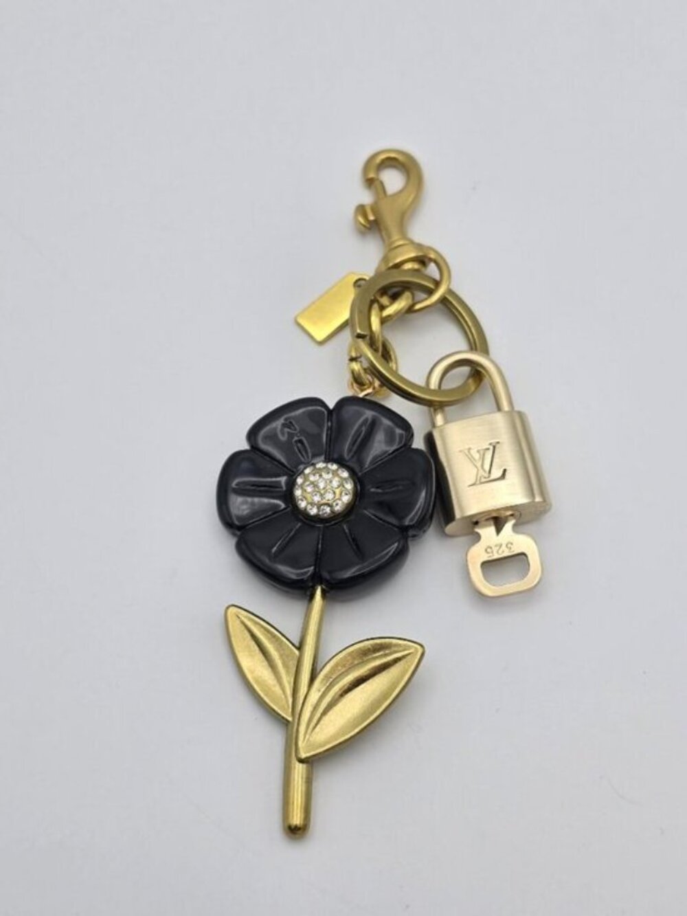 Authentic Louis Vuitton Padlock Goldkey Set + Unbranded Flower Keychain Charm View 2